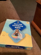 Inflatable Pool Float Swim Ring With Glitter Rainbow Pool Tube 40 NIB