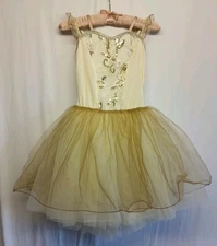 Curtain Call Dancewear Ballet Dress Med 8 Dance Costume Gold/Yellow Talent Play