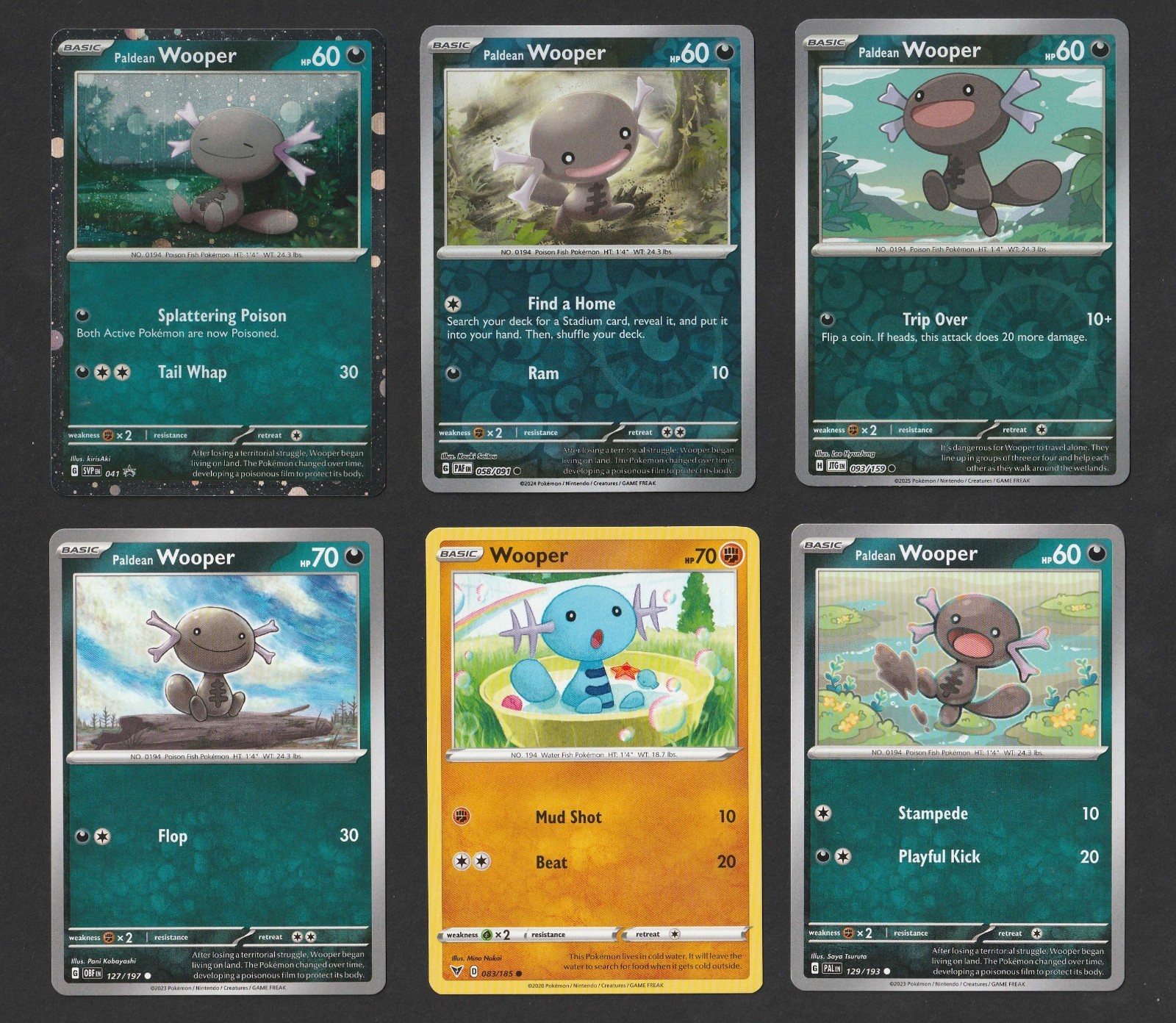 Paldean Wooper Pokemon Card Collection 6 English Cards Rare Reverse Holo Cosmos
