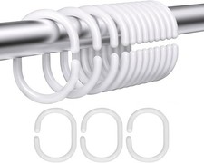 12 PCS Shower Curtain Rings Hooks Plastic White Shower Curtain Hooks C Rings