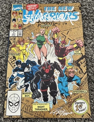 1990 VINTAGE MARVEL THE NEW WARRIORS # 1 SIGNED FABIAN NICIEZA, RON FRENZ