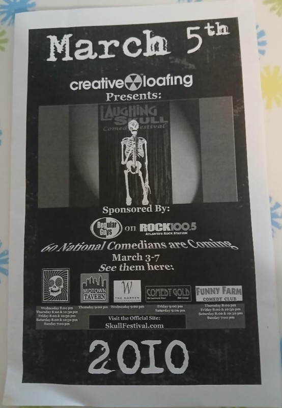 Laughing Skulls Comedy Festival Program for 3/5/10 Atlanta GA 3/3-7/2010 B & W