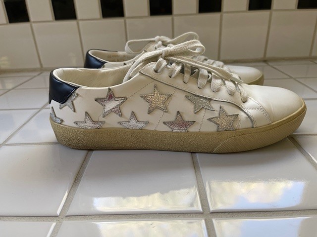 YSL SAINT LAURENT SNEAKERS BASSE CORTE CLASSICHE CON STELLE TAGLIA 38 5 DONNA