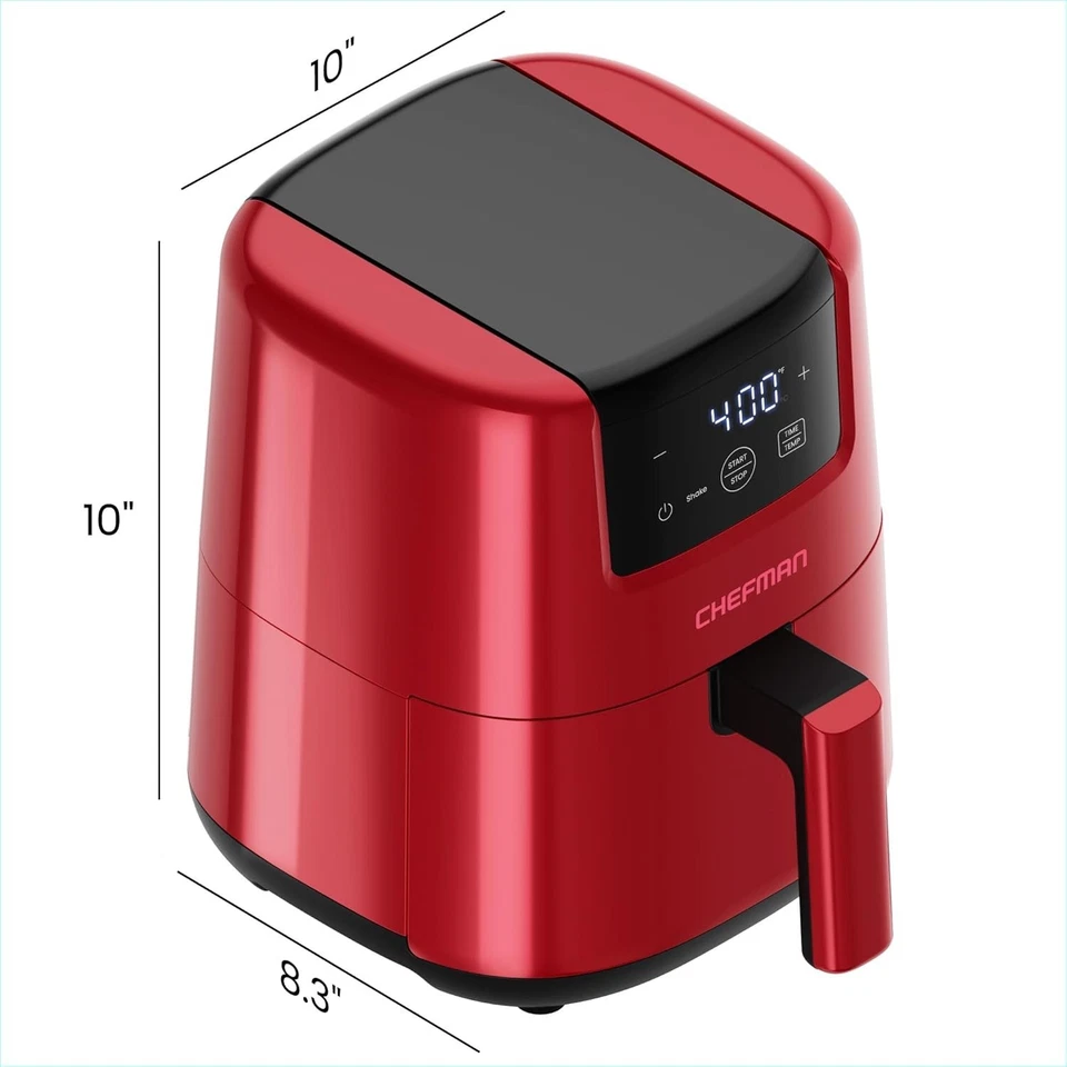 Chefman 2 Qt Compact Air Fryer W/ Digital Display and Shake Reminder - Red, New - Image 3 of 4