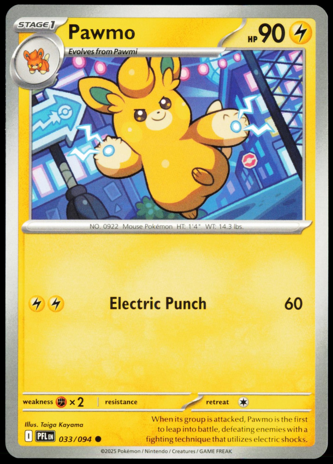 Pawmo 033/094 Common Phantasmal Flames NM Pokemon PFL