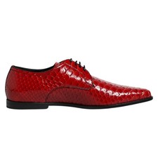 DOLCE & GABBANA Shoes Red Exotic Leather Lace Up Dress Derby EU41 / US8 1730usd