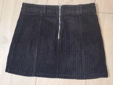 Sadie & Sage Half Zip Skirt Black Corduroy Style# ASKR0520 No Pockets 