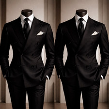 Slim Fit Men Suit Office Wedding Black Jacket Tuxedo Business Office Formal 2Pcs