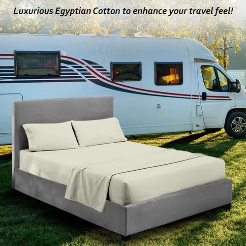 Short Queen RV Camper Sheet Set (60x75) – 100% Egyptian Cotton, Soft & Coolin... - Picture 5 of 7