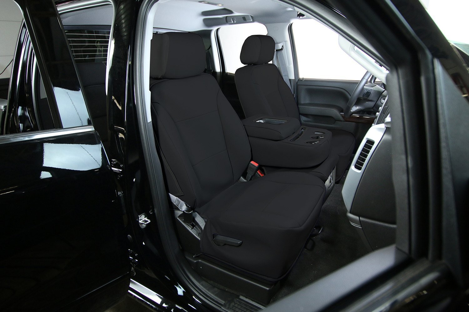 Saddleman 778380-01 Leatherette 1st Row Black Custom Seat Covers