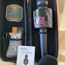 BONAOK Portable Wireless Bluetooth Karaoke Microphone with Lights. NIB