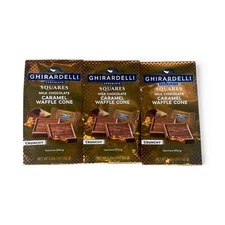3 Pack Ghirardelli Milk Chocolate Caramel Waffle Cone Squares 5.2 Oz Bag