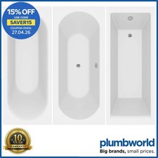 Modern Bathroom Single & Double Ended Straight Bath Gloss White Acrylic Bathtub