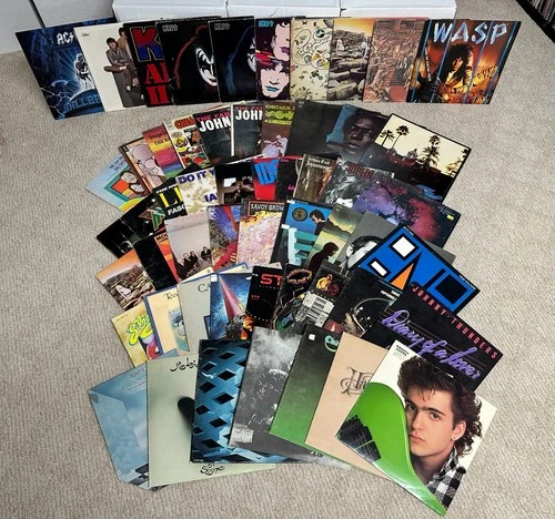 HUGE LOT of RECORD ALBUM COVERS JACKETS ONLY! KISS LED ZEPPELIN STONES + MORE!