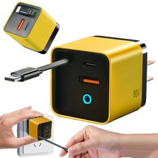 3 in 1 GaN Charger,80w Fast Charger Adapter with -Cable  2 USB Ports,Multi-F...