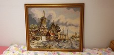 Gobelin Stickbild mit Holzrahmen 70 x 58 CM