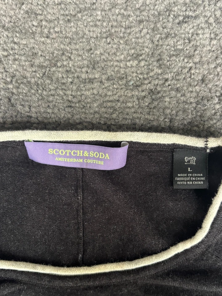 Scotch & Soda Men's Sweater Large Black Cotton Crew Neck Long Sleeve Pullover - Image 3 of 4