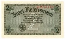 2 REICHSMARK OCCUPAZIONE TEDESCA ITALIA REICHSKREDITKASSEN 1943 FDS
