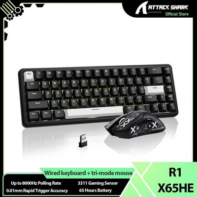 ATTACK SHARK X65HE Wired Magnetic Keyboard With R1 Wireless Gaming Mouse Set