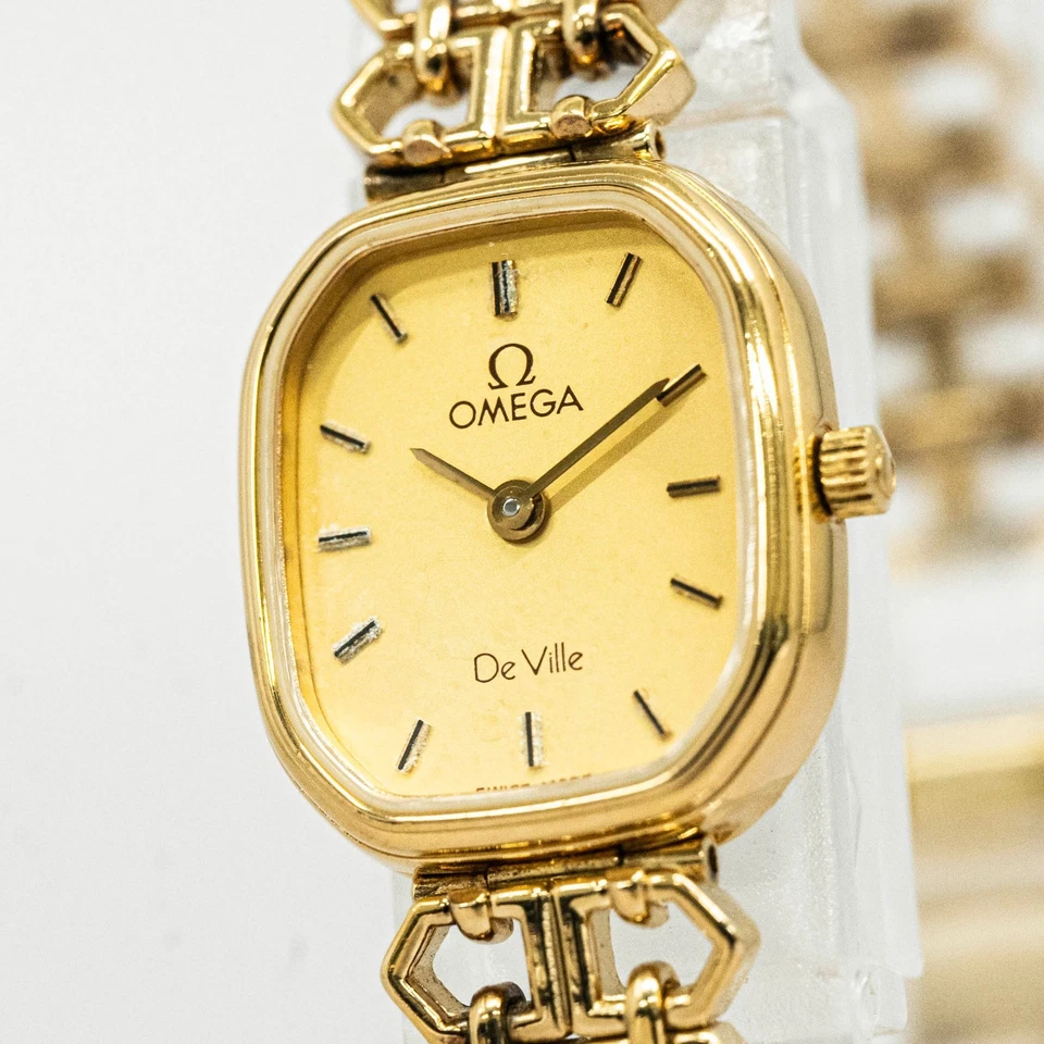 **Exc+5** Vintage 1980s OMEGA De Ville Quartz Gold Dial 18mm Octagon Women's ETA - Image 4 of 4