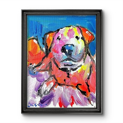 Aleph Hand Painted Dog 9x12 Animals Acrylic Art Living Room Decor Canvas
