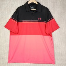 Under Armour Playoff Polo Shirt Mens XL Short Sleeve Black Red Pink Golf