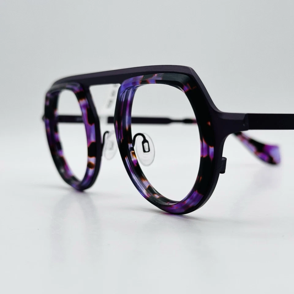 Anteojos Theo para mujer y hombre redondos púrpura bisel de titanio 5 Bélgica NUEVO Foto 4 de 4