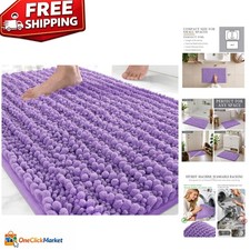 Elegant 24x17 Inch Lavender Chenille Bath Rug - Ultra Soft, Non-Slip  Washable