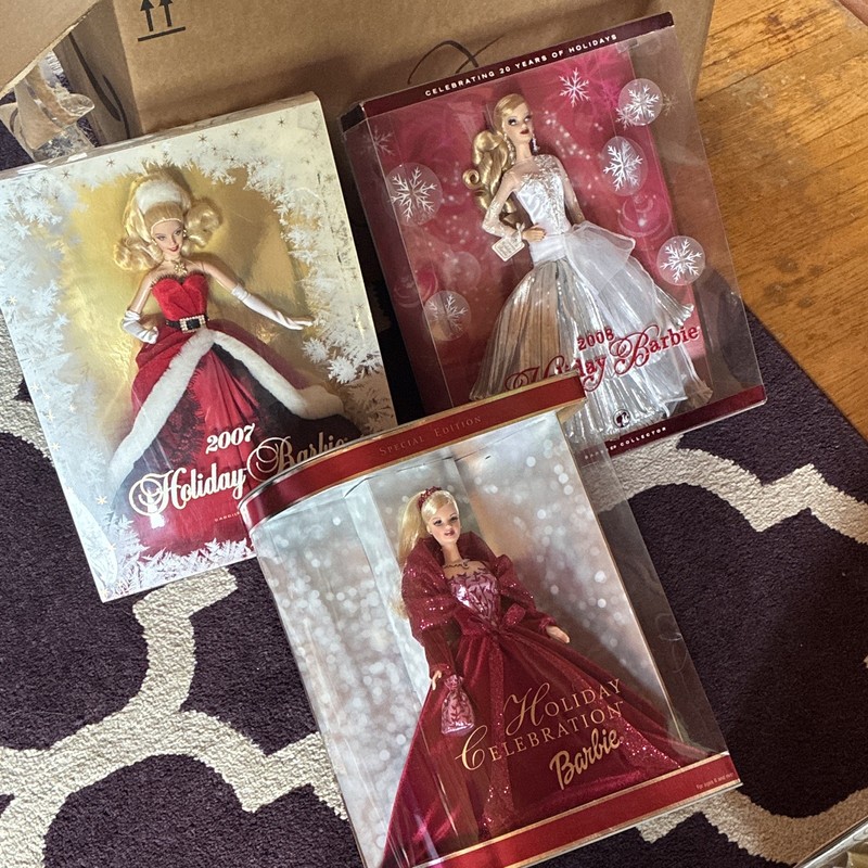Barbie Holiday Barbie Lot of 3 Dolls 2007/2008 Special Edition NIB