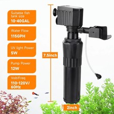 12W UV Aquarium Filter 10  40 Gallon Submersible 115GPH Fresh or Salt Water
