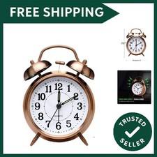 Retro Alarm Clock, Old Fashioned Bedside Alarm Clock with Non Ticking Twin Be...