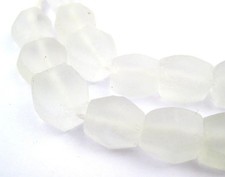 Clear Hexagon Java Recycled Glass Beads 14mm Indonesia Sea Glass Tabular