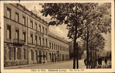 Ak Diekirch Luxemburg, Hotel du Midi, Straßenansicht - 11460012