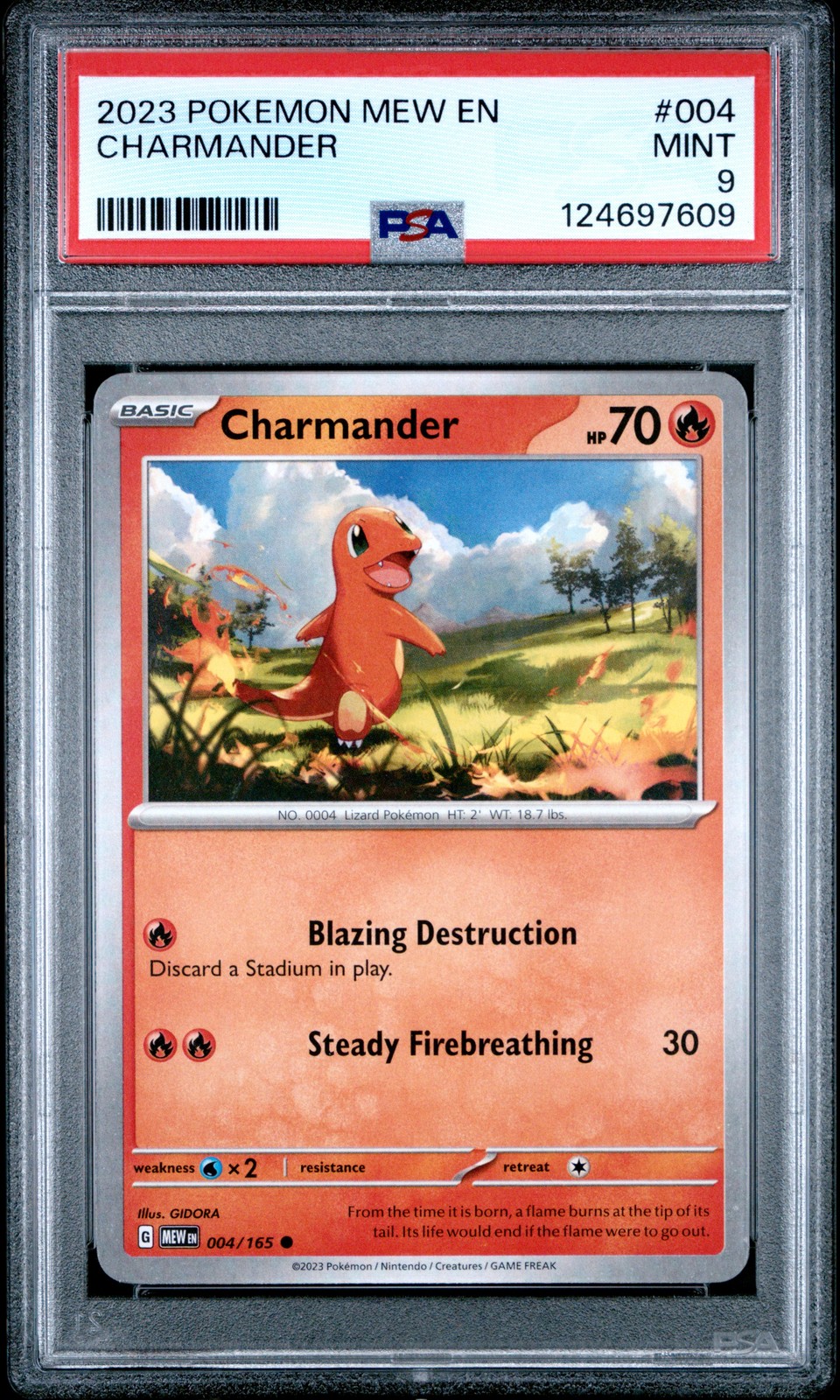 2023 POKEMON MEW EN-151 #004 CHARMANDER PSA 9