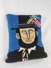 Abraham Lincoln Wool Hook Pillow 14  X 15  US...