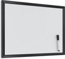 Magnetic Dry Erase Board White Board, 24" X 18" Inches, Black Wood Frame (307U00