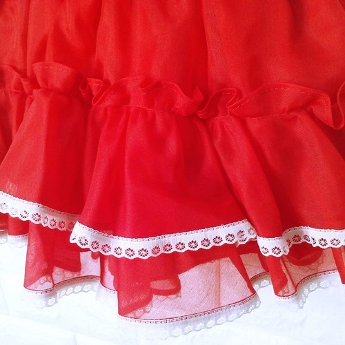 Vintage 80s Kandy Ann Fancy Dress Girl(4T) Puff SSL Lace Collar Ruffles Bows Red - Picture 11 of 12