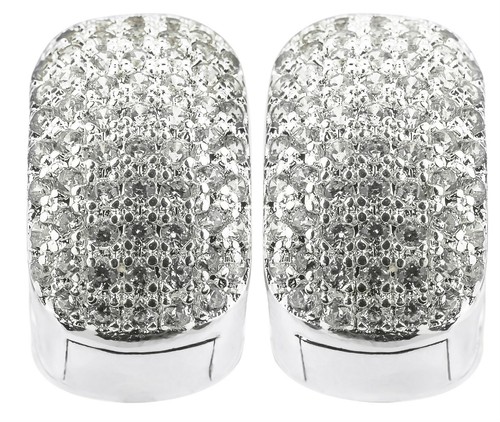 Crystal Huggie Hoop Earrings Stainless Steel / Plastic Gold Silver Mens Womens - Picture 3 of 21