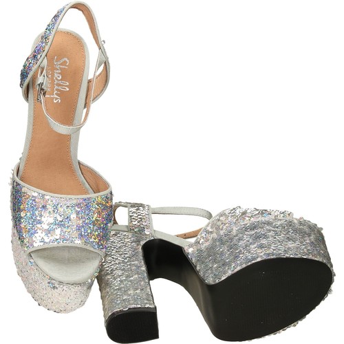 Shellys London Silver Sequin Platform Shoes Slingback High Heel Peep Toe Sandal - 第 11/12 張圖片