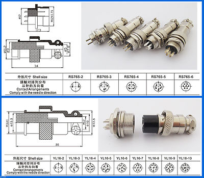 10sets 12mm 16mm XLR Aviation 2-9pin Audio Panel Power Chassis Metal Connector