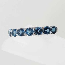 Natural London Blue Topaz Half Eternity Women Ring Gold valentine day gifts