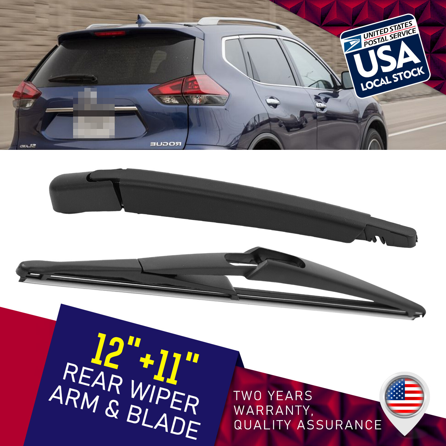 Waterproof 12 11 Inch Rear Wiper Arm Blade Set OEM Replacement Quality