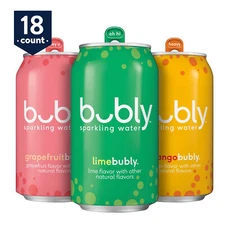 Bubly Tropical Thrill Sparkling Water, Variety Pack, 12 fl oz, 18 Pack Cans