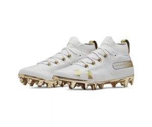 white and gold under armour cleats