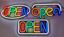 INSEGNA LUMINOSA LED APERTO OPEN RGB PUBBLICITARIO MULTICOLOR CON TELECOMANDO