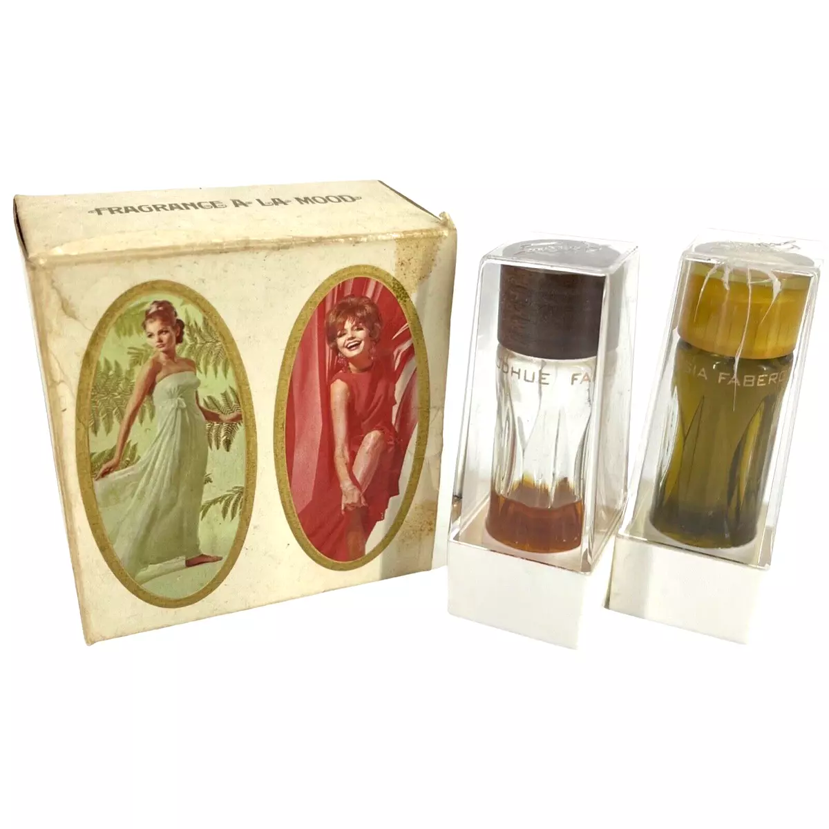 1960 s Vintage Faberge A La Mood Twosome Cologne Woodhue