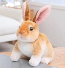 Brown Bunny Rabbit Plush Toy 8" Stuffed Animal Toddler Doll Gift for Kids