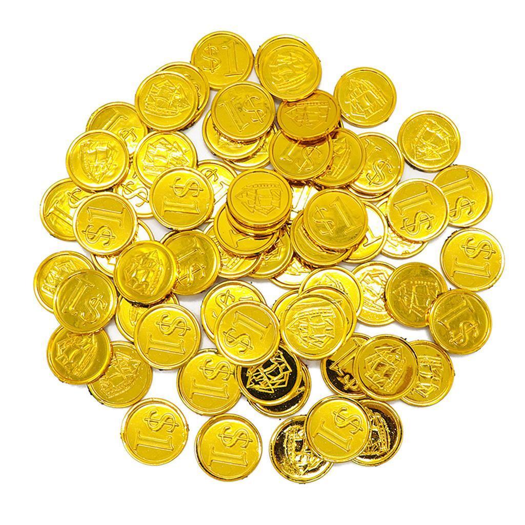 100Pcs Plastic Pirate Gold Play Toy Coin Birthday Party Favors Pinata Filler