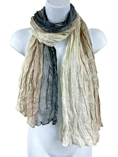 Ivory Gray Accordion Rayon Scarf