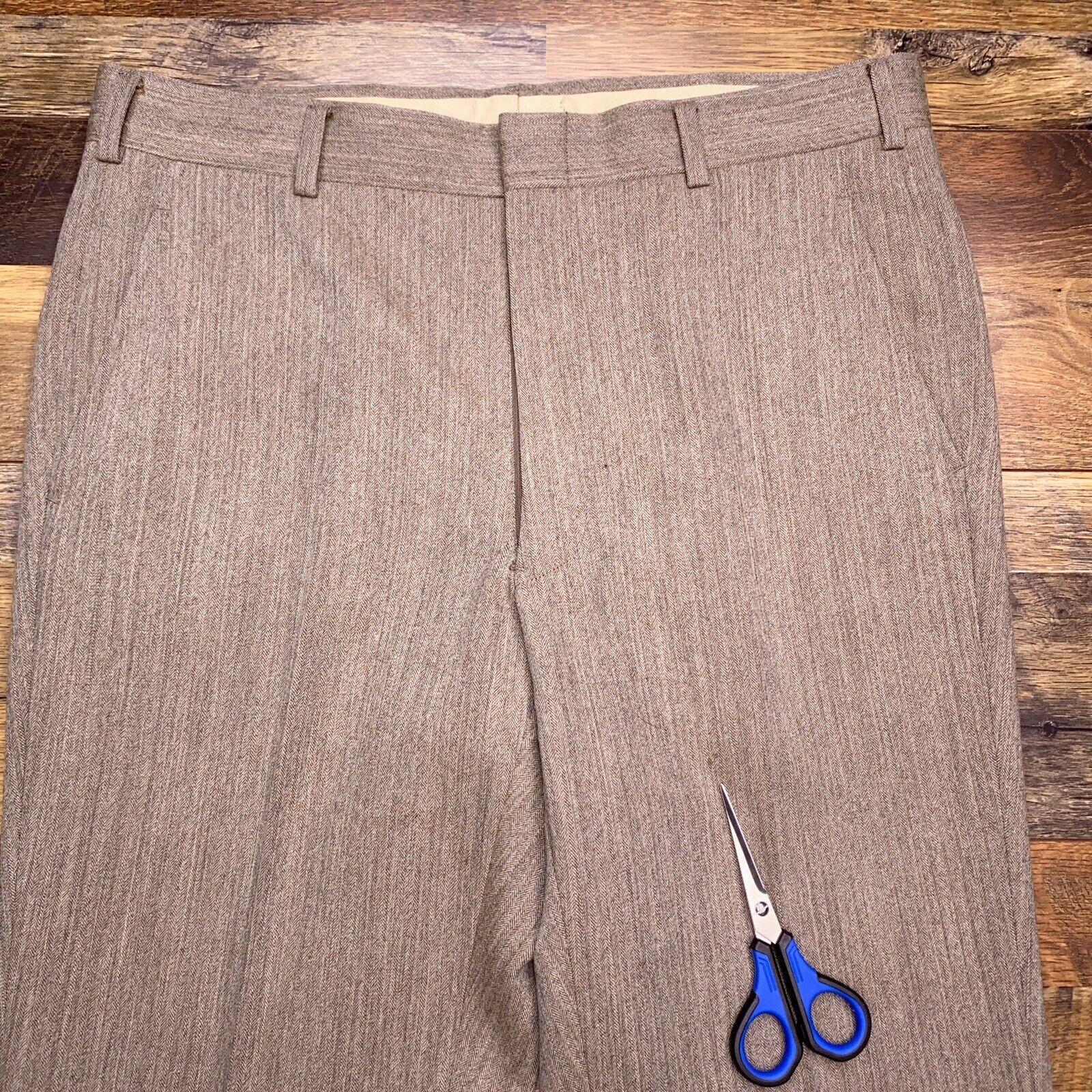 Austin Reed Suit 40R Brown Herringbone Pants 35x2… - image 18